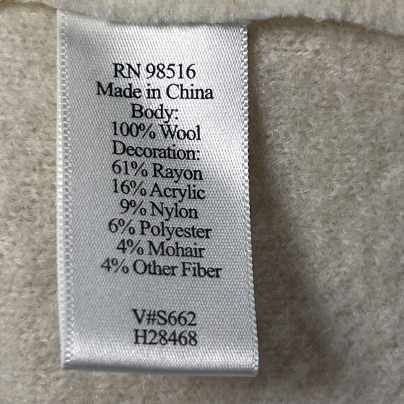 Coldwater Creek Wool Embroidered Jacket Boho Ornate Metal Clasps Ivory Womens S - Picture 9 of 14